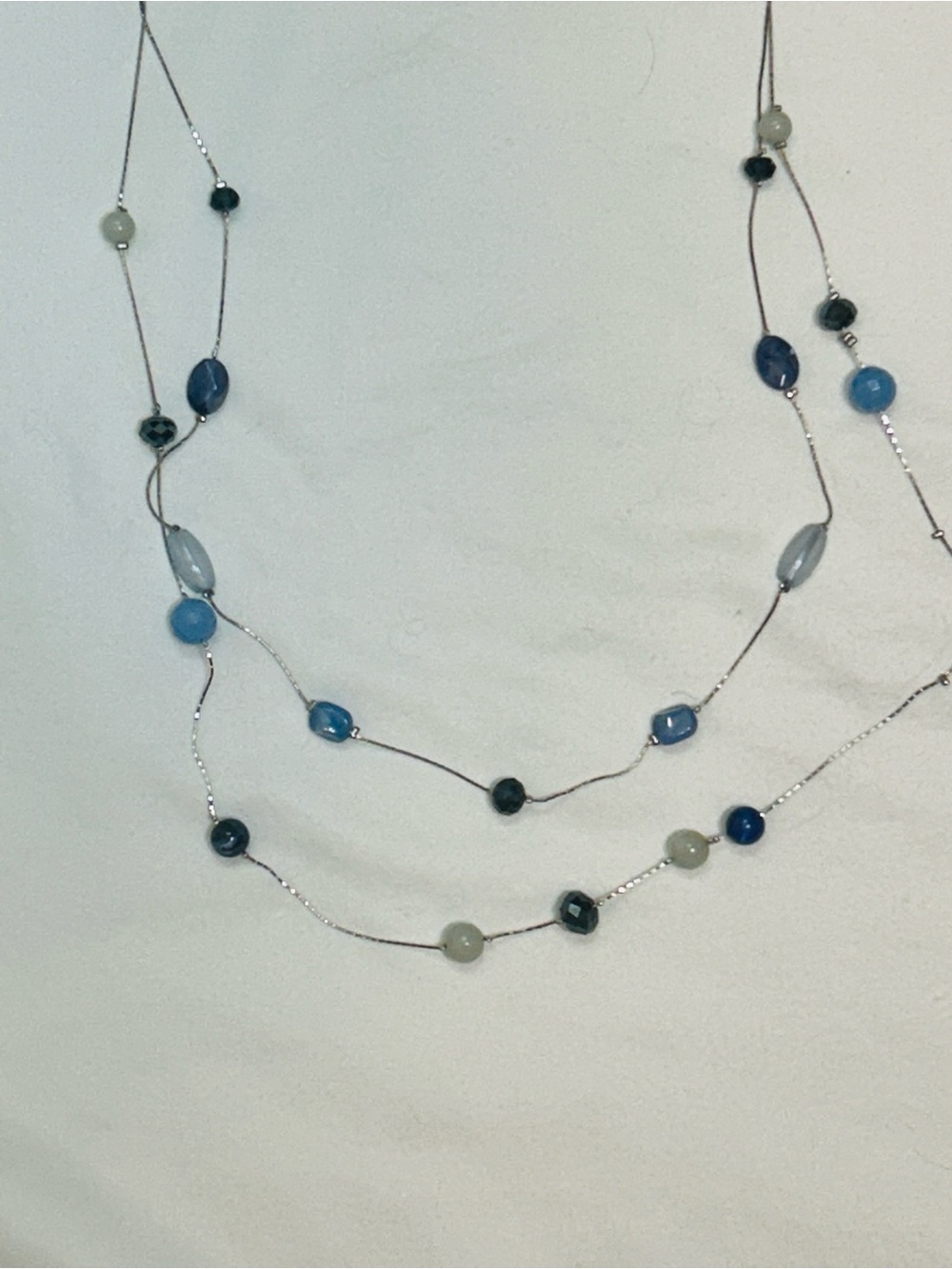 Layered Multi-Bead Blue Necklace - Women Jewelry